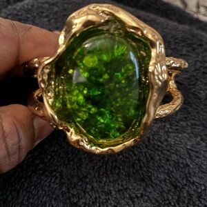 Elegant Gold and Green Statement bracelet